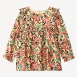 Tuniek met lange mouwen en bloemenprint meisjes