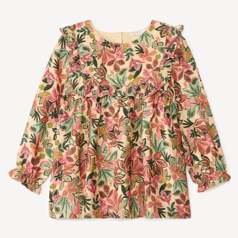 Tuniek met lange mouwen en bloemenprint meisjes