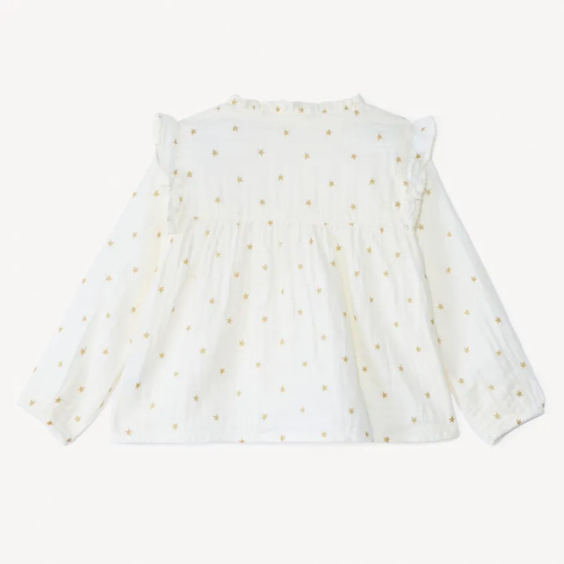 Tuniek met lange mouwen, gouden paillettensterrenprint voor babymeisje