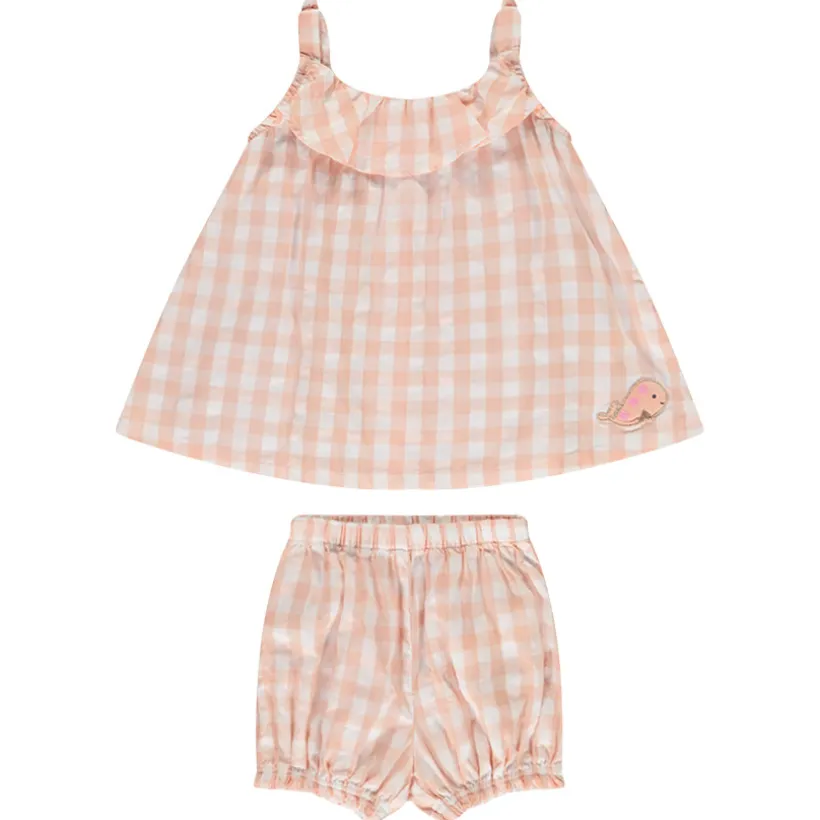 Tuniekshort met vichyprint voor babymeisje