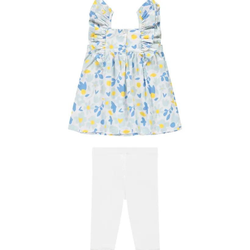 Tunika met bloemenprint + effen short voor baby meisjes