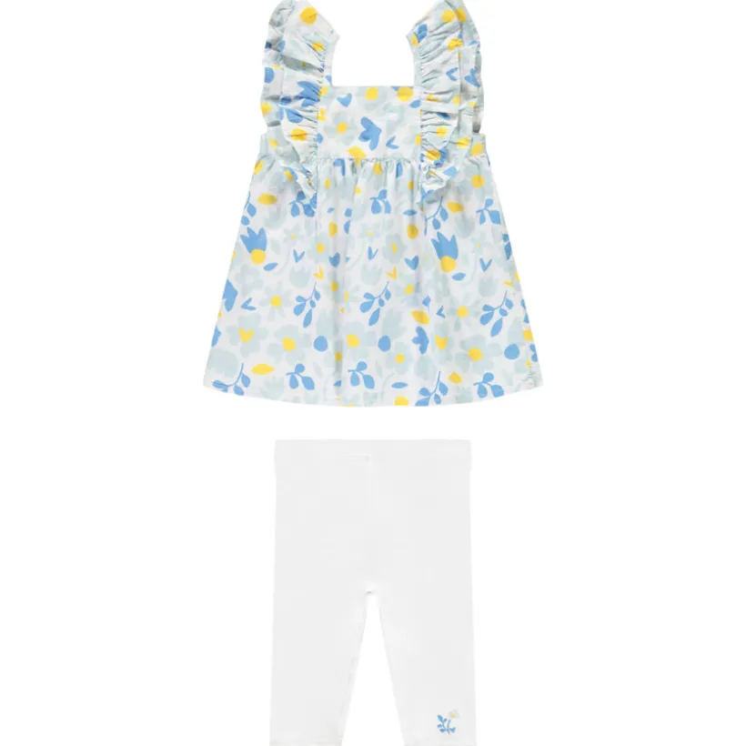 Tunika met bloemenprint + effen short voor baby meisjes