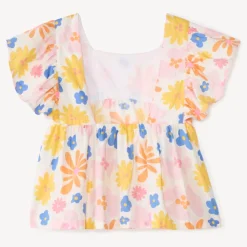 Tunika met korte mouwen met bloemenprint meisjes