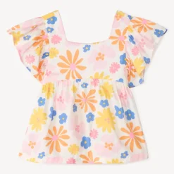 Tunika met korte mouwen met bloemenprint meisjes