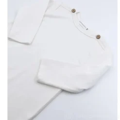Tussenseizoenslaapzak in jersey met mouwen - Off White - 1/2 jaar