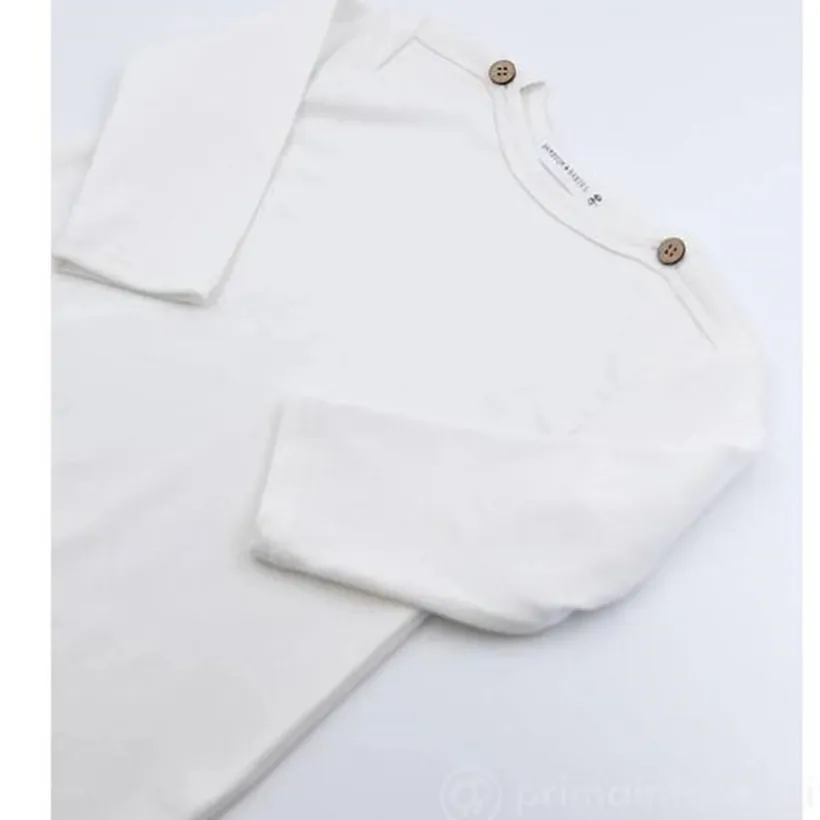 Tussenseizoenslaapzak in jersey met mouwen - Off White - 1/2 jaar