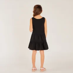 Tweedelige jurk in effen stof met volant meisjes