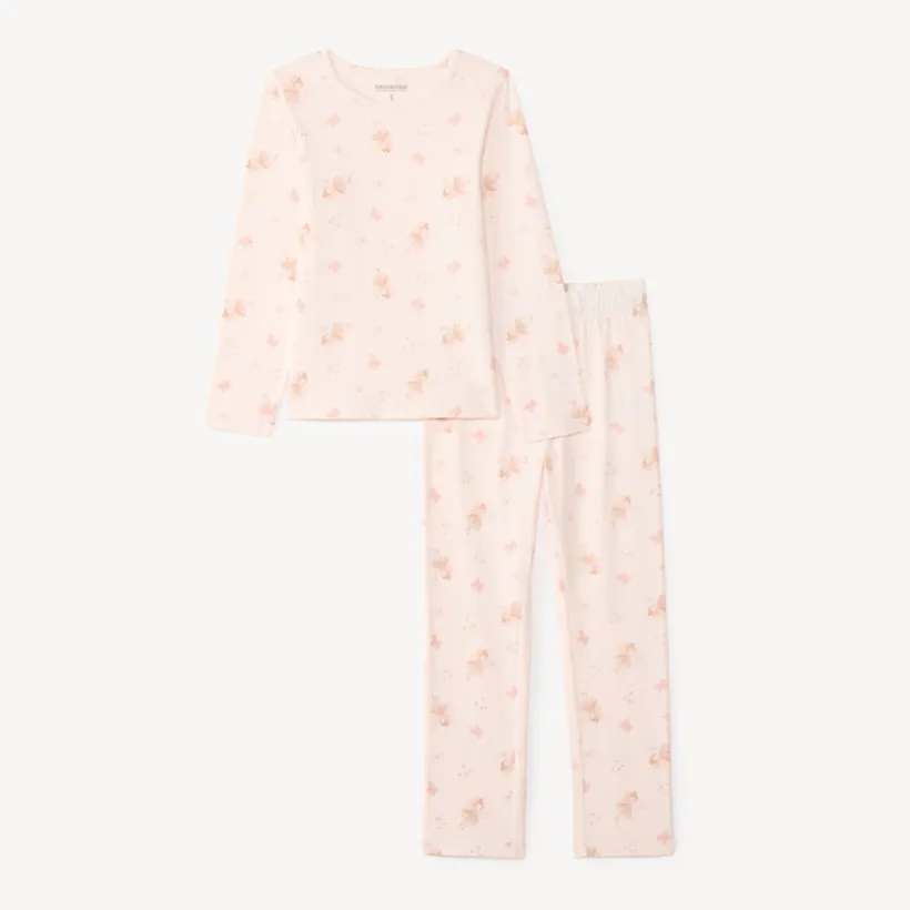 Twee-delige pyjama set met lange mouwen, bedrukt met een fee meisjes.