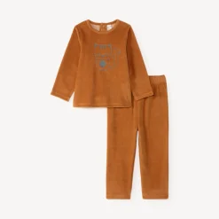 Twee-delige pyjama set voor babyjongen van fluweel met fantasiedruk