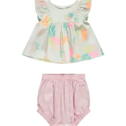 Twee-delige set met bedrukte tuniek + gestreepte bloomer meisjes