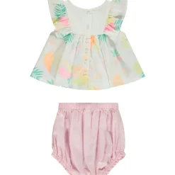 Twee-delige set met bedrukte tuniek + gestreepte bloomer meisjes