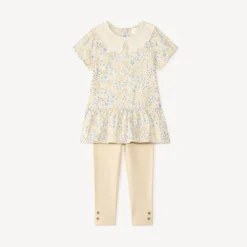 Twee-delige set met bloemen tuniek + legging voor babymeisjes