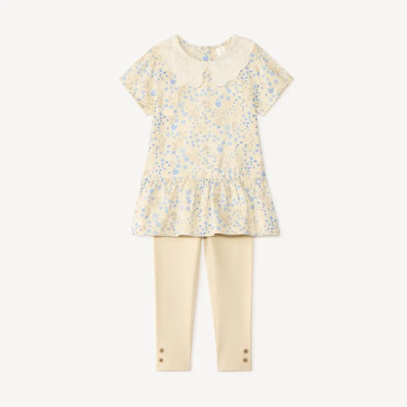 Twee-delige set met bloemen tuniek + legging voor babymeisjes