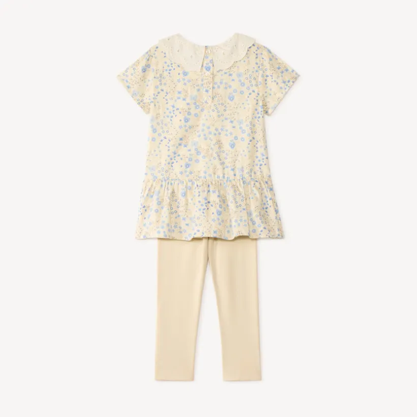 Twee-delige set met bloemen tuniek + legging voor babymeisjes