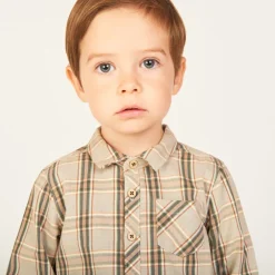 Twee-delige set met een geblokt shirt voor babyjongen