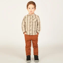 Twee-delige set met een geblokt shirt voor babyjongen