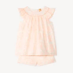 Twee-delige set met een geborduurd mouwloos shirt en shorts meisjes.