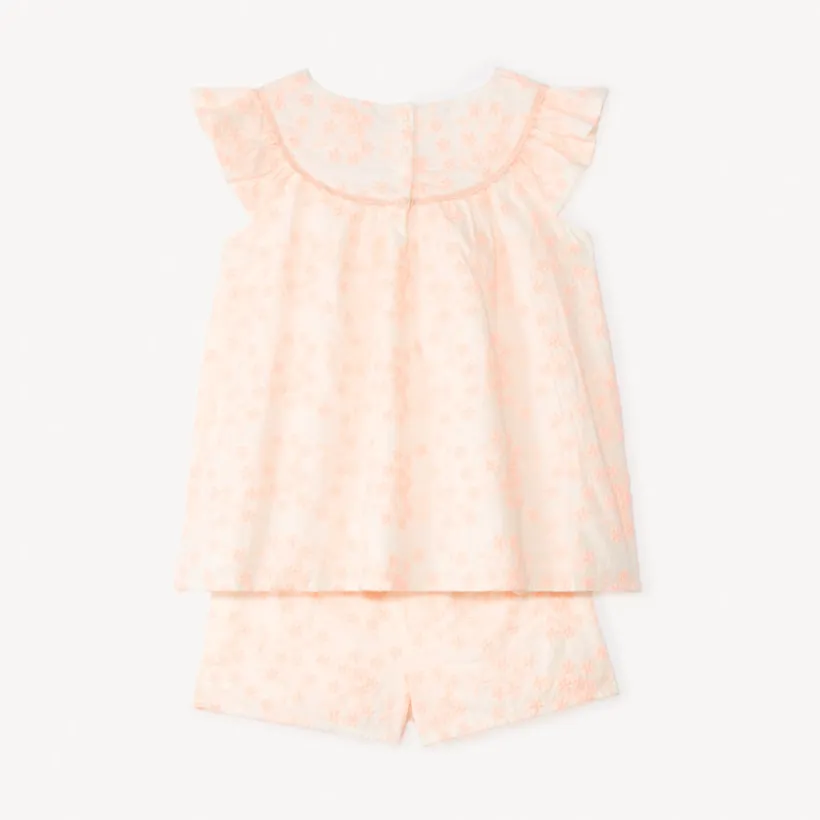Twee-delige set met een geborduurd mouwloos shirt en shorts meisjes.