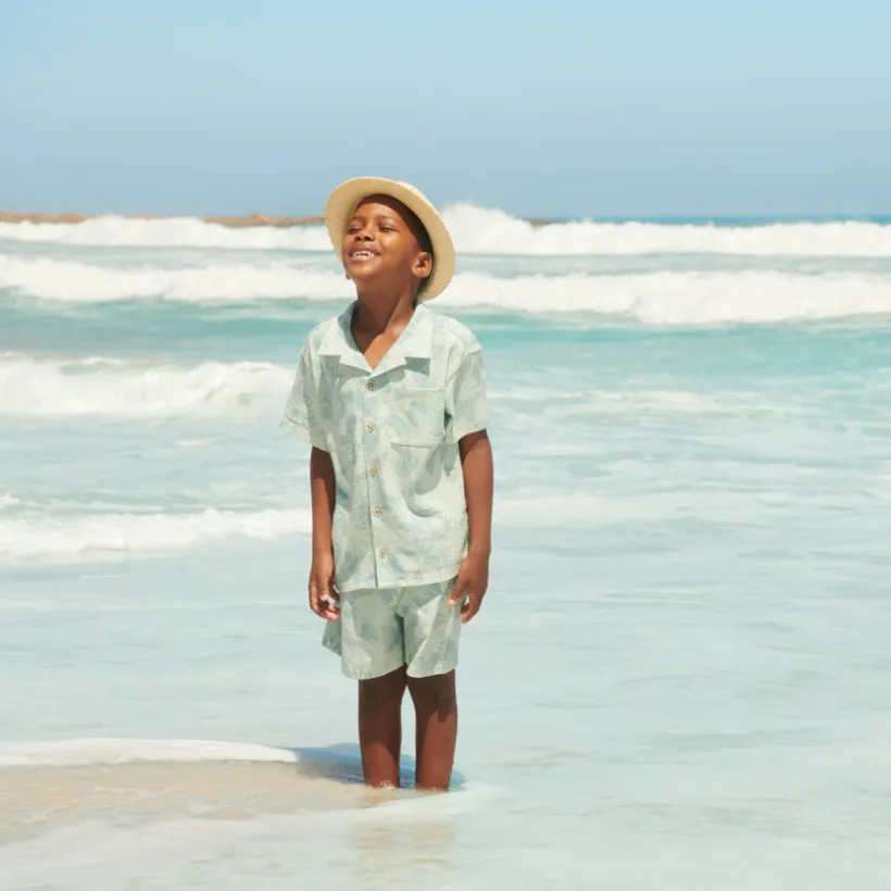 Twee-delige set met een shirt + bermuda in Hawaiian stijl jongens