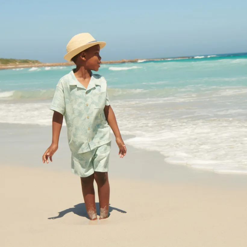 Twee-delige set met een shirt + bermuda in Hawaiian stijl jongens