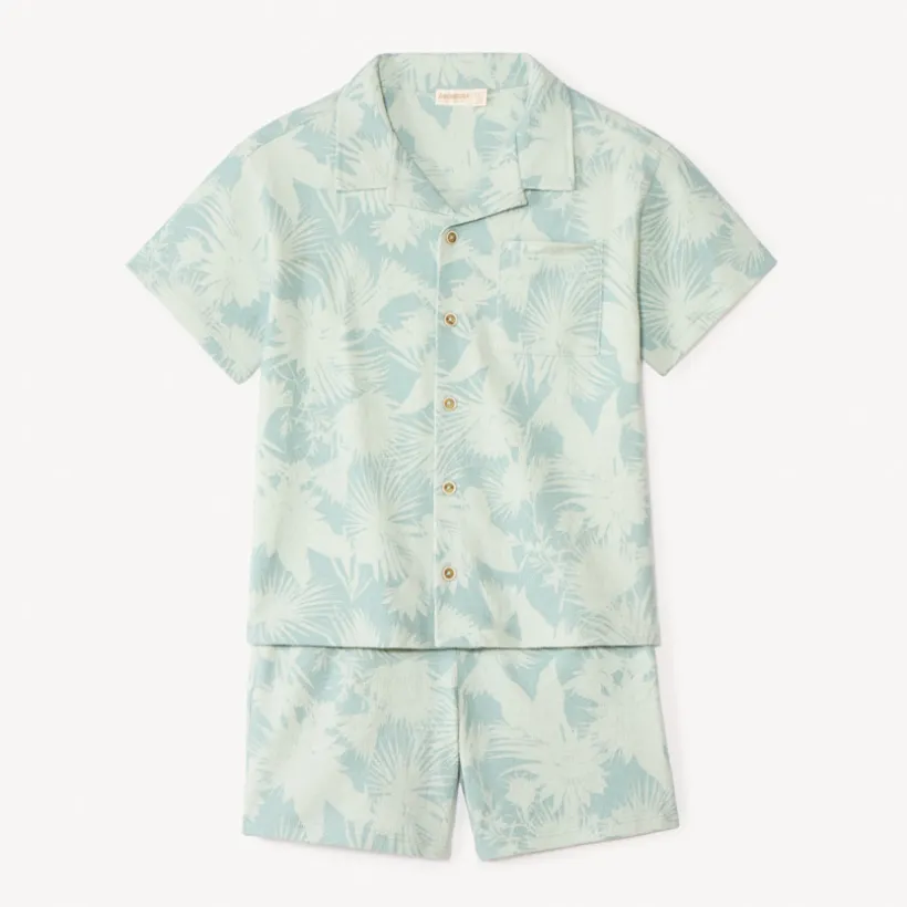 Twee-delige set met een shirt + bermuda in Hawaiian stijl jongens
