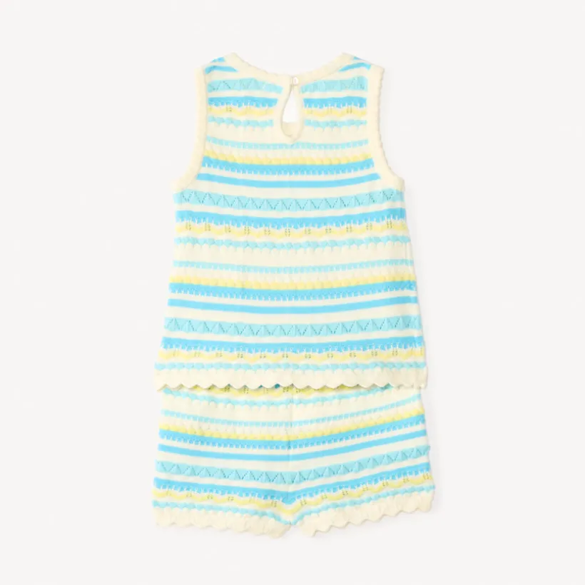 Twee-delige set met gebreide tule top en short voor babymeisjes