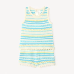 Twee-delige set met gebreide tule top en short voor babymeisjes