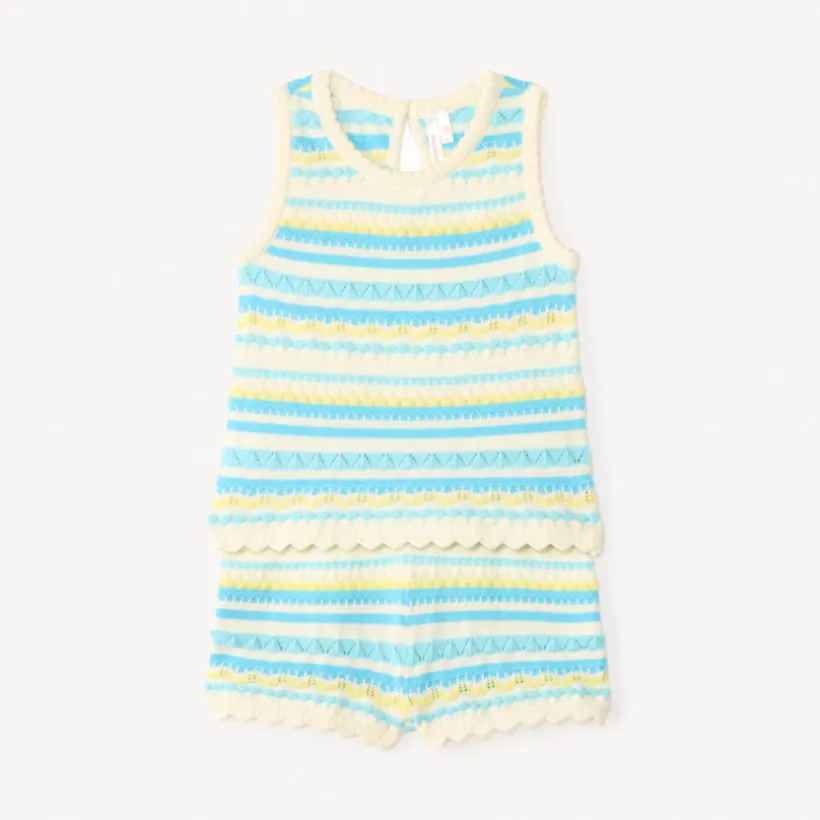 Twee-delige set met gebreide tule top en short voor babymeisjes