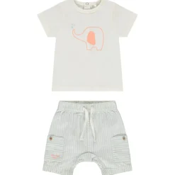 Twee-delige set met gestreepte bermuda voor baby jongen