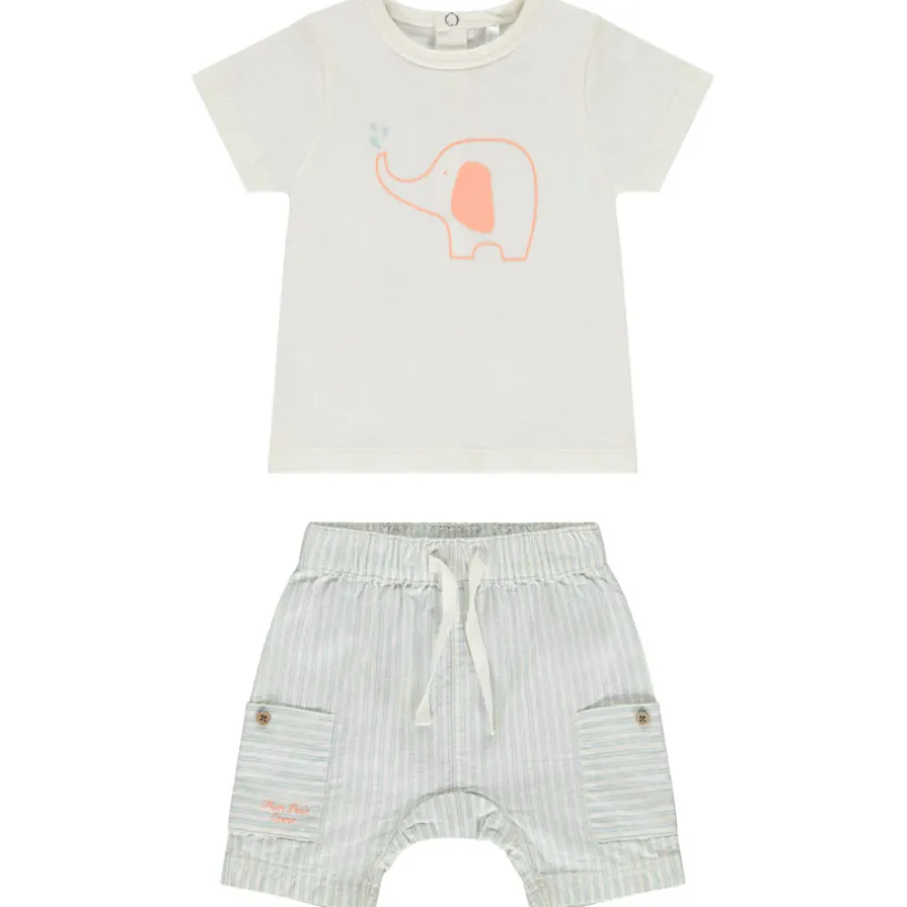 Twee-delige set met gestreepte bermuda voor baby jongen