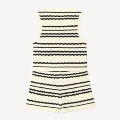 Tweedelige set met gestreepte gebreide mouwloze top en short meisjes