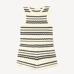 Tweedelige set met gestreepte gebreide mouwloze top en short meisjes