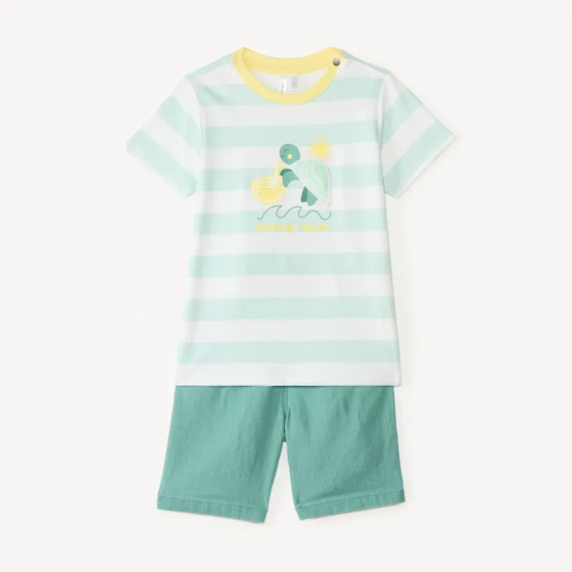 Twee-delige set met kortemouwen t-shirt + shorts voor babyjongen