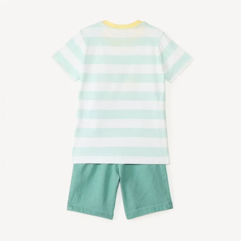 Twee-delige set met kortemouwen t-shirt + shorts voor babyjongen