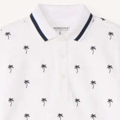 Tweedelige set met korte mouwen polo + bermuda met palmprint jongens