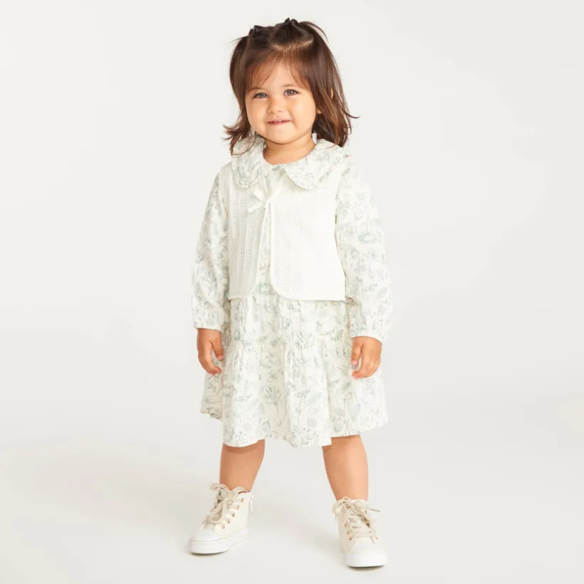 Tweedelige set voor babymeisjes met jurk en mouwloos vest