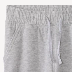 Tweedelig fleece joggingpak meisjes in effen lichtgrijs gemêleerde kleur