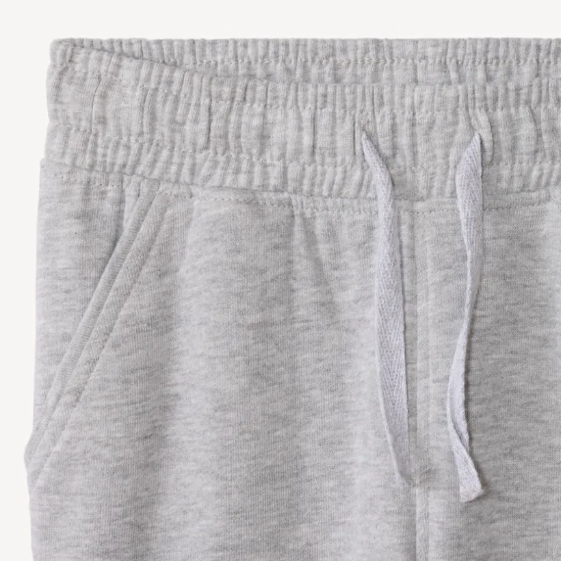 Tweedelig fleece joggingpak meisjes in effen lichtgrijs gemêleerde kleur