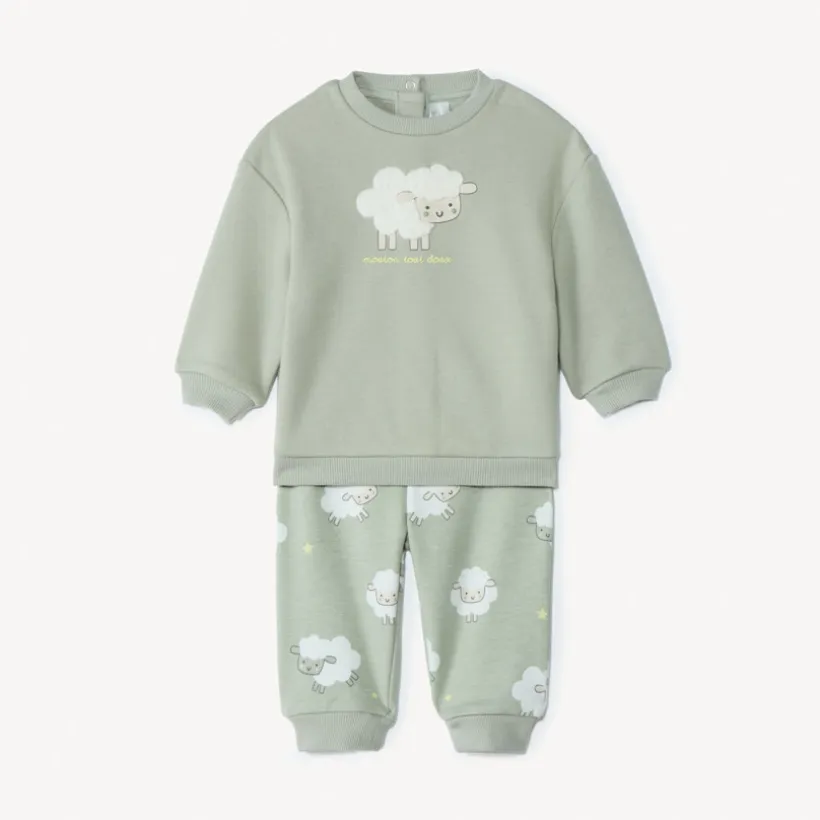 tweedelig fleece sportensemble met schapenmotief voor baby