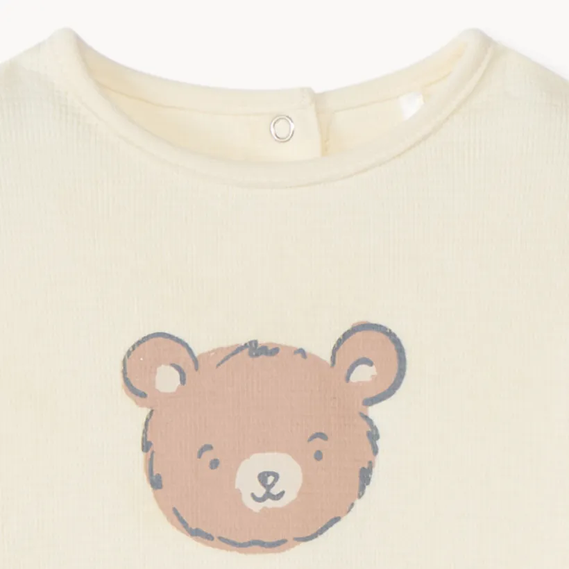 Tweedelig honigraat joggingpak met beerprint voor baby