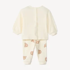Tweedelig honigraat joggingpak met beerprint voor baby