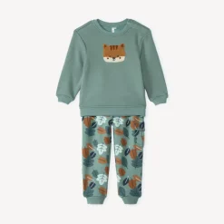 Tweedelig joggingensemble in sherpa-fleece voor babyjongens, groen