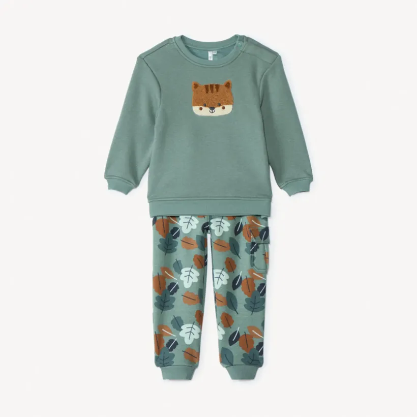 Tweedelig joggingensemble in sherpa-fleece voor babyjongens, groen
