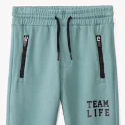 Tweedelig joggingensemble in piqué fleece jongens, effen turquoise kleur