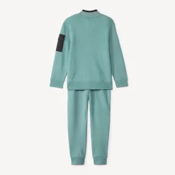 Tweedelig joggingensemble in piqué fleece jongens, effen turquoise kleur