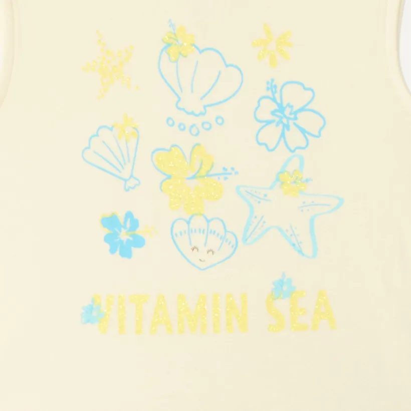 Twee-delig setje t-shirt + korte legging met schelpenprint voor babymeisjes