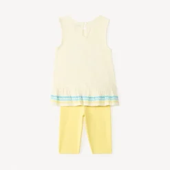 Twee-delig setje t-shirt + korte legging met schelpenprint voor babymeisjes