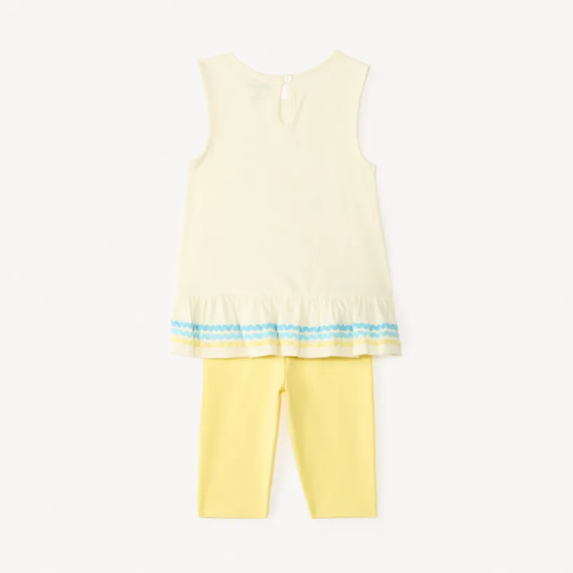 Twee-delig setje t-shirt + korte legging met schelpenprint voor babymeisjes