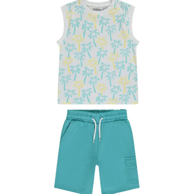 Tweedelig set met bedrukt palmboom tanktop jongens