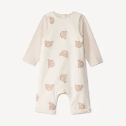 Tweedelig set met geprinte teddybeer jumpsuit voor baby